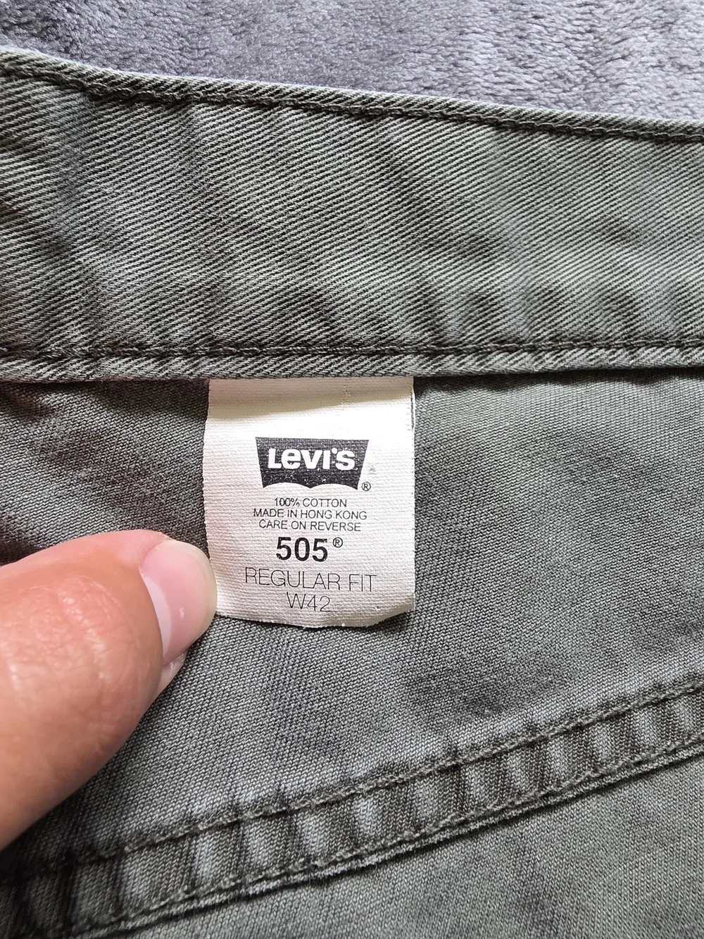 Levi's 505 W42 Vintage VTG Regular Fit Olive Green Cotton Jean Shorts